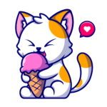 Cat eating ice cream